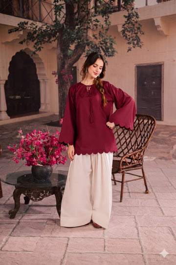 1PC Scallop Kurti - 02 Lavender