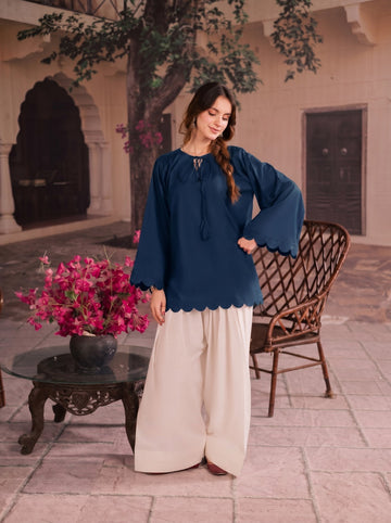 1PC Scallop Kurti - 03 Teal