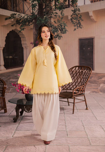 1PC Scallop Kurti - 04 Butter Yellow