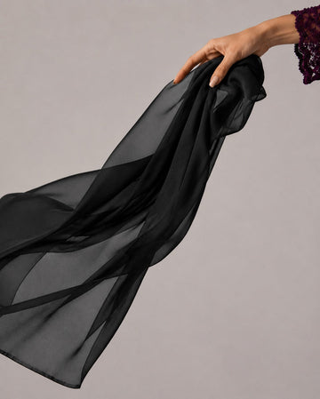 Dyed Chiffon Duppata - Black