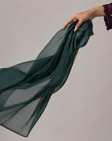 Dyed Chiffon Duppata - Emerald green
