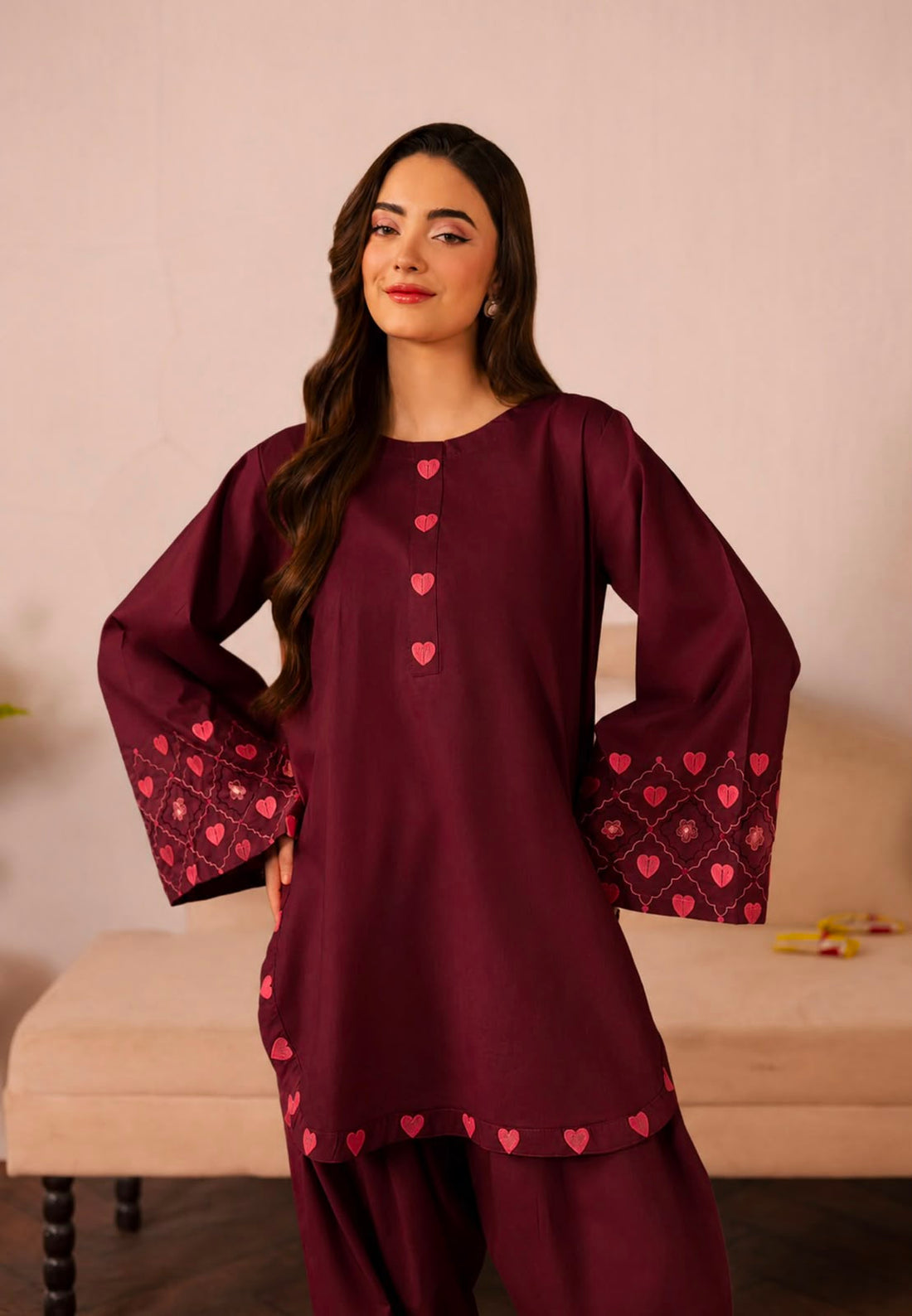 2PC Summer Embroidered Dress - 1337