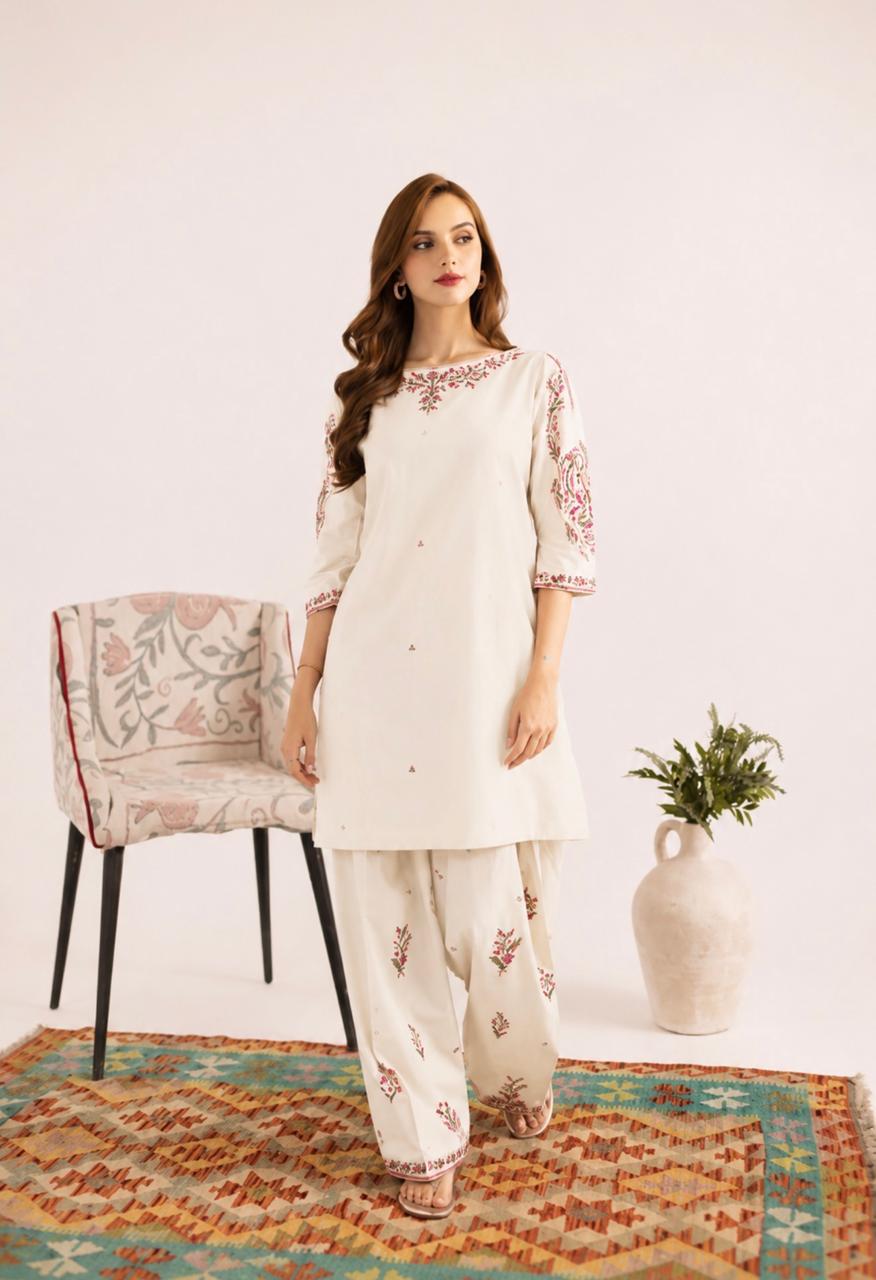 2PC Summer Embroidered Dress - 1340