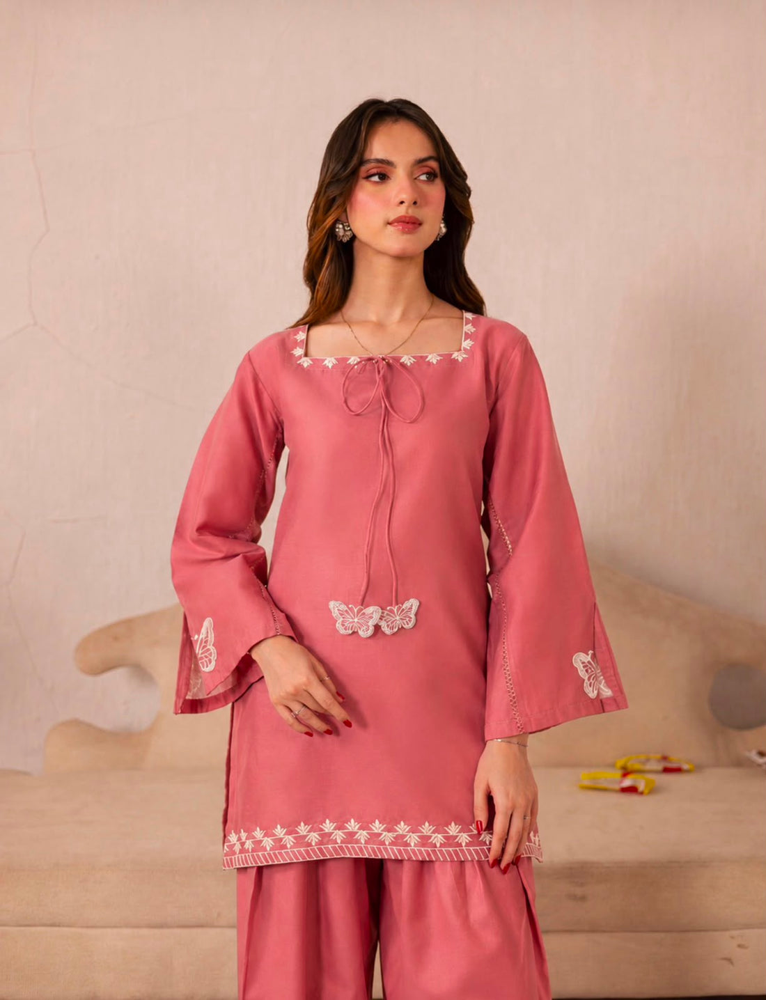 2PC Summer Embroidered Dress - 1343