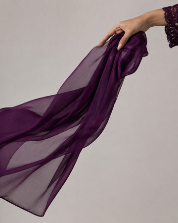 Dyed Chiffon Duppata - Purple